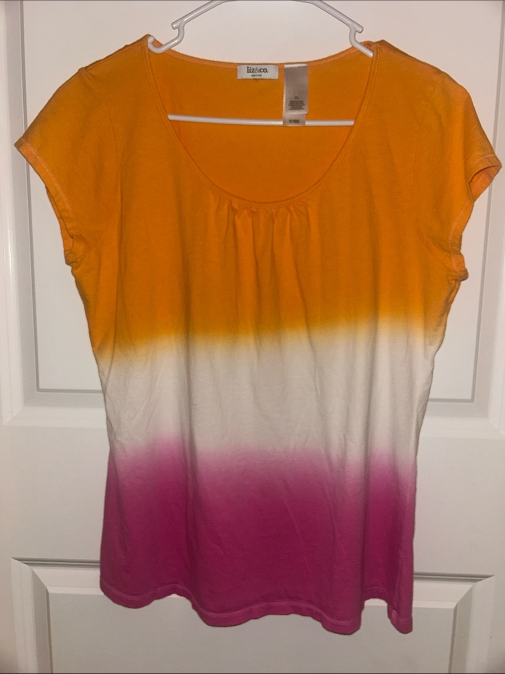 liz & co. Orange White Pink Ombre Short-Sleeve Tee